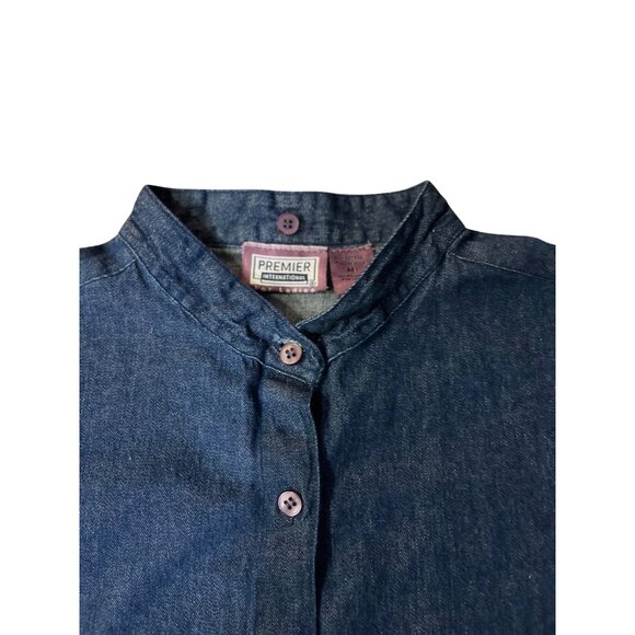 Vintage 90s Premier International Denim Blouse Womens M Removable Collar Pumpkin - Picture 5 of 16